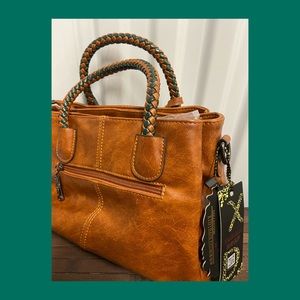 SOLD!!NWT-Orange-Brown Leather Hand Bag